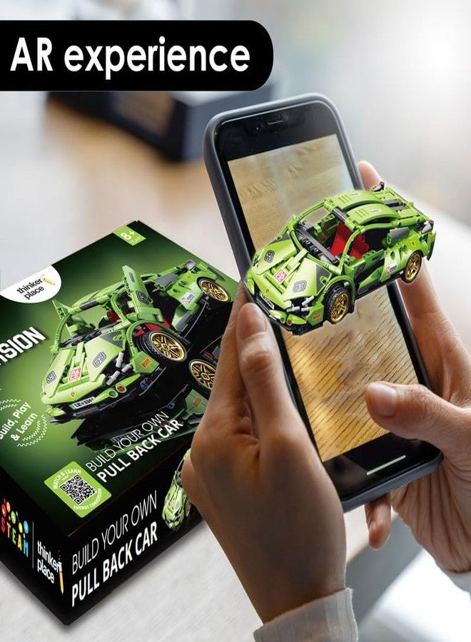 ThinkerPlace سيارة ThinkerPlace 1:18 قابلة للتركيب - لون أخضر | مجموعة بناء سيارة | سيارة سباق تعمل بالتحكم عن بعد بدون احتكاك للأطفال | لعبة تعليمية STEM للأولاد والبنات - Image 4